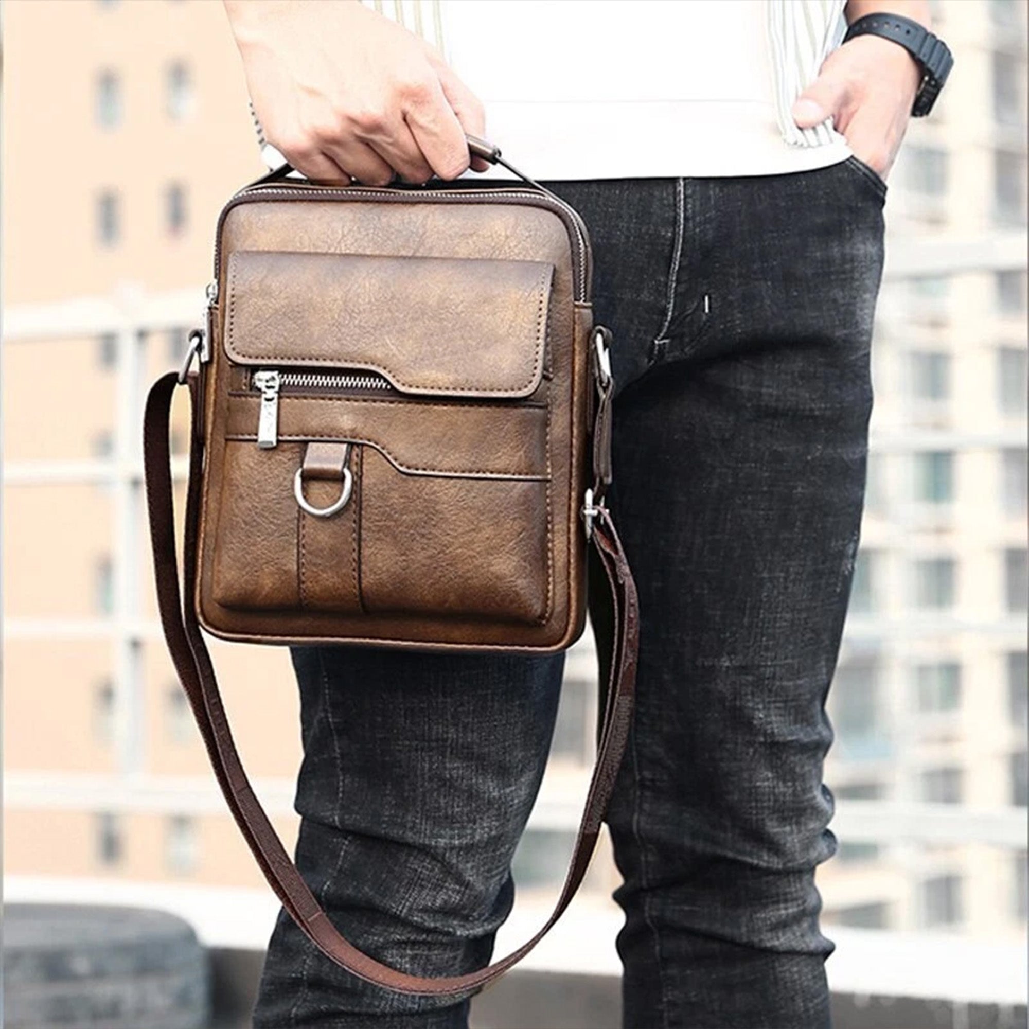 The Redwood - Classic Grain Cross Body Bag