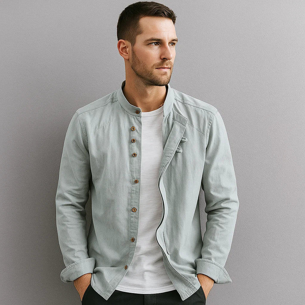 Kyoto - Men's Ultra Comfortable Band Collar Shirt